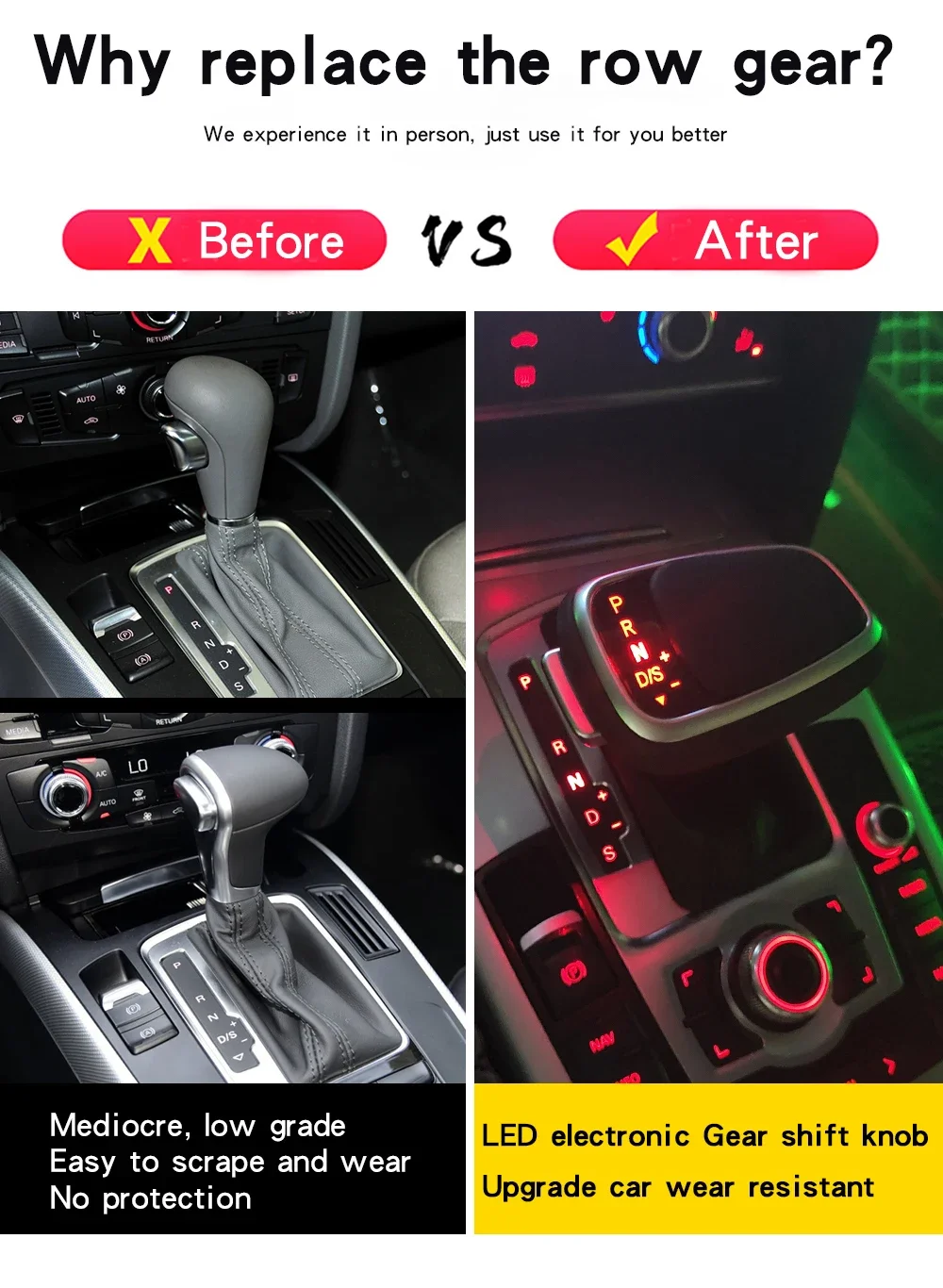 Gear Shift Knob Stick For Audi A6 C6 C7 A4 B8 S6 A7 A5 8t Q5 8r Q7 4L A3 8P S5 S