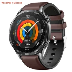Luxurious Soft Leather and Silicone Watch Strap - 22mm Premium Watchband Bracelet for 22mm (Dark brown)