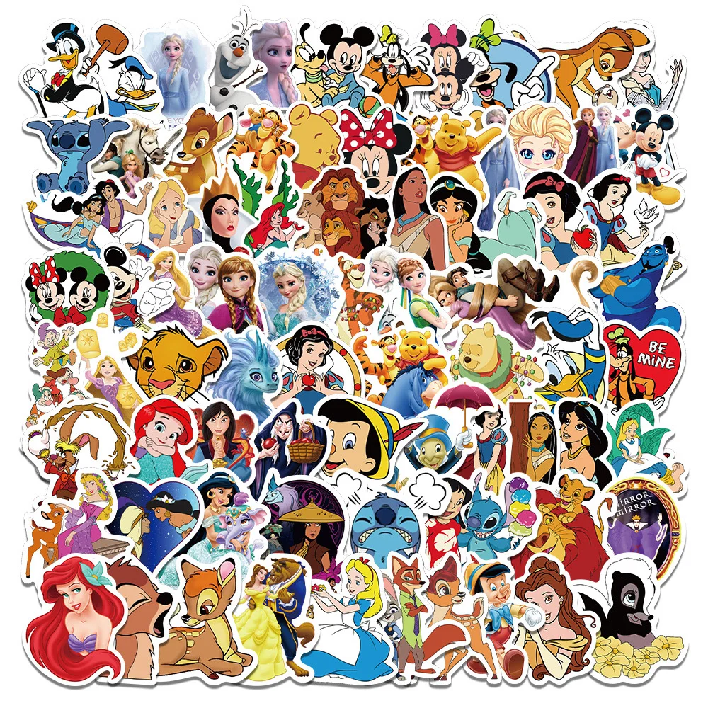 

10/30/50/100pcs Disney Cartoon Mix Anime Stickers Funny Mickey Mouse Snow White Decal Sticker for Kid Notebook Bike Water Bottle