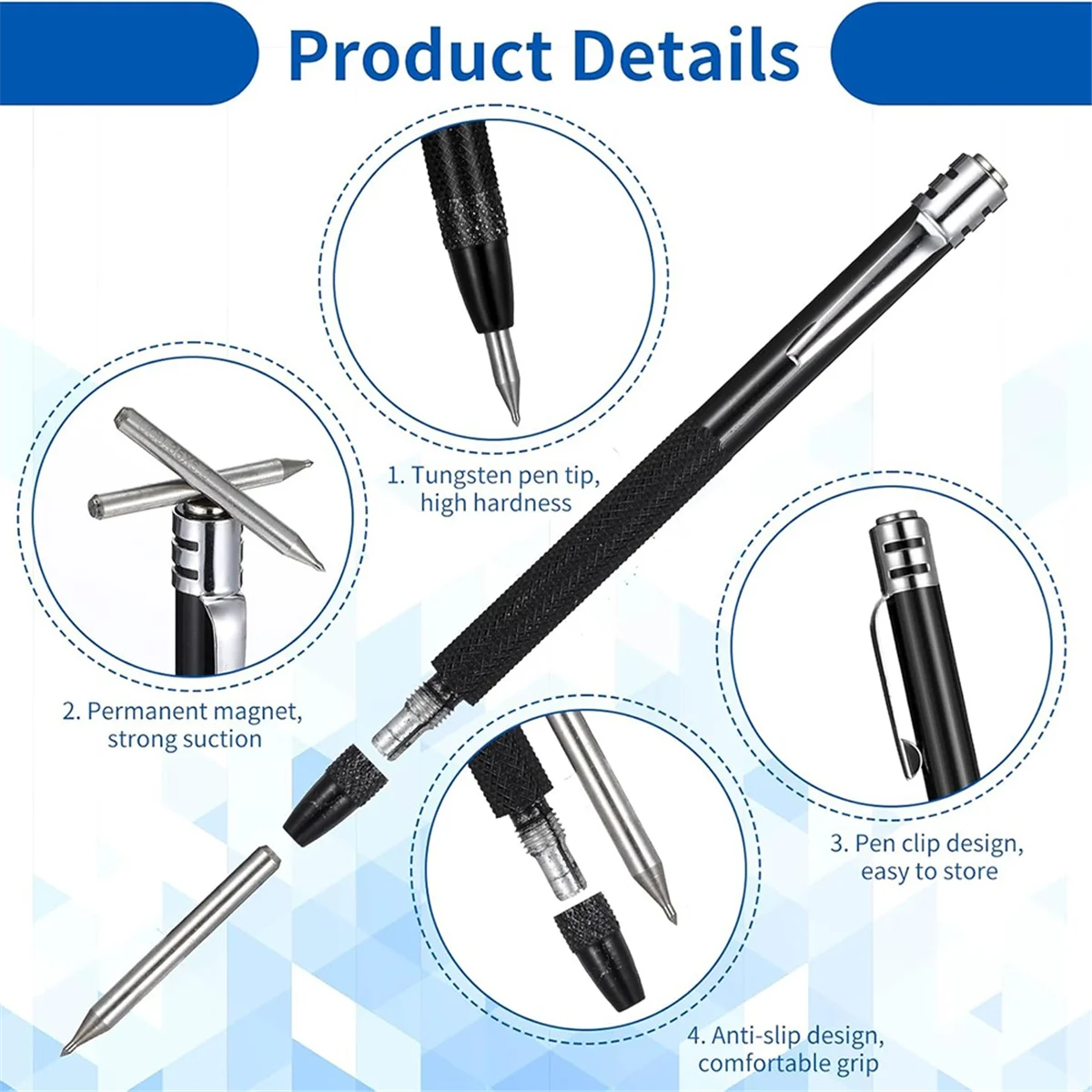 X59A_Tungsten Carbide Scriber(자석 포함, 교체용 마킹 팁 12개 포함)