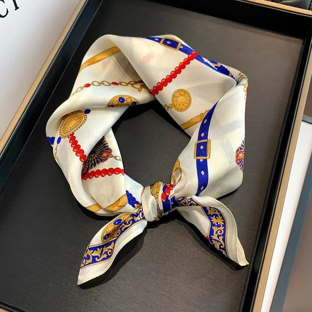 Scarf 100% Silk Bandana Women Square Scarves Wrap Kerchief Mulberry Spring Fashion Luxury High Quality Headband Hijab Shawls 16116-1