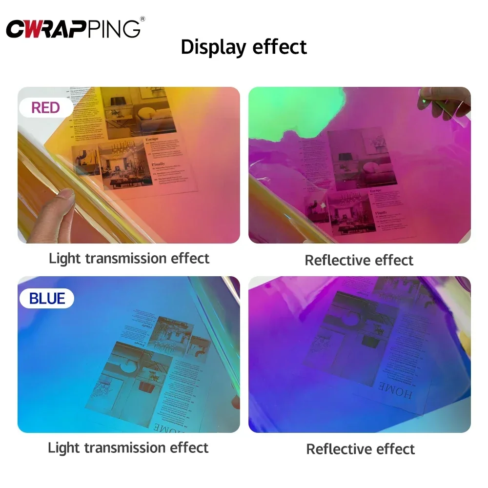 Holographic Rainbow Gradient Vinyl Stained Glass Window Tint Film Self Adhesive Foil Transparent Waterproof Sticker Glass Decal