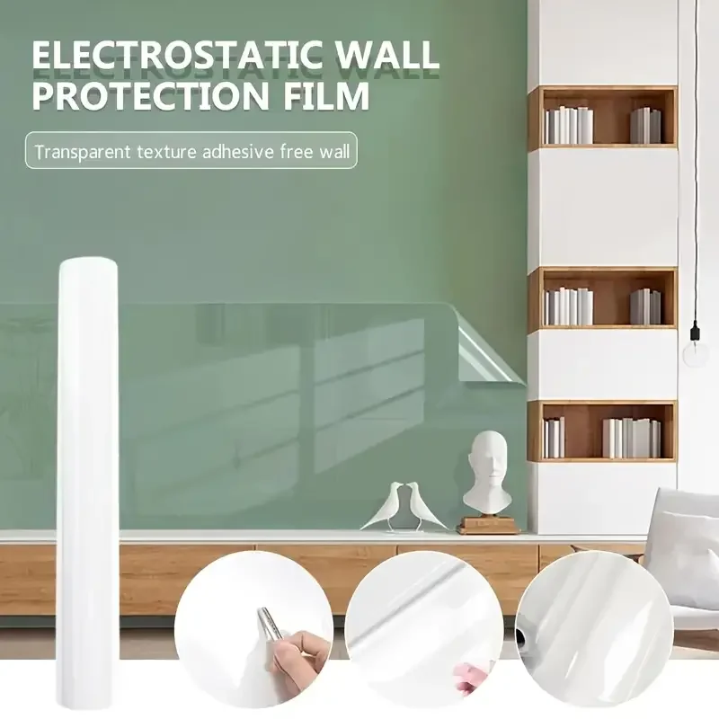 60cm*2m Kitchen Transparent Wall Stickers Protective Film Electrostatic Adsorption Glue-Free Waterproof And Oil-Proof Stove Tile