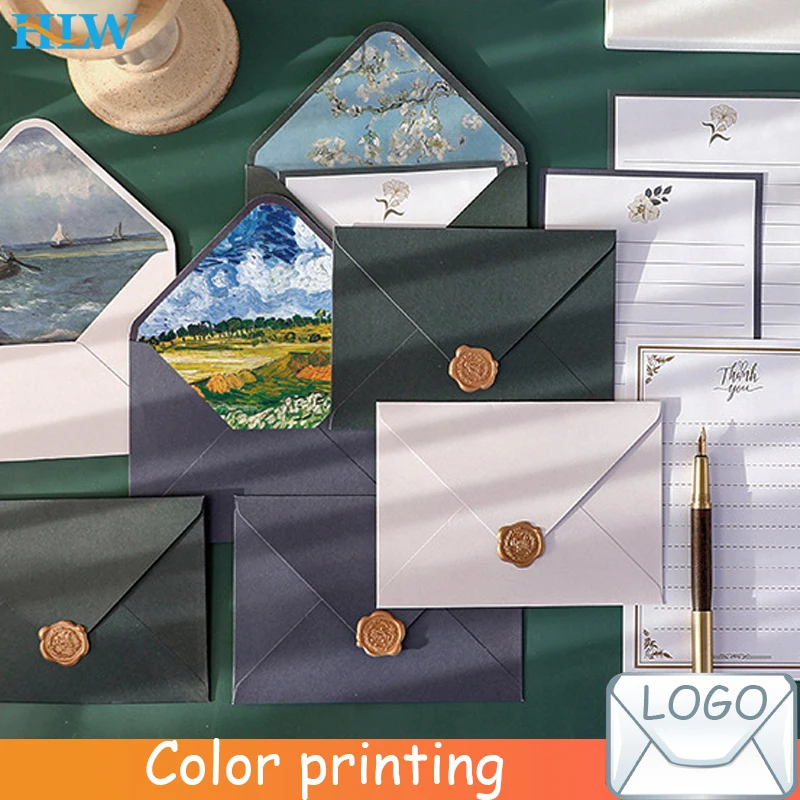 Exquisite Vintage Envelopes Classic Van Gogh Oil Painting and Plant Artistic Envelopes for Letters Wedding Invitation 6pcs/set mailing envelopes mailing bags
