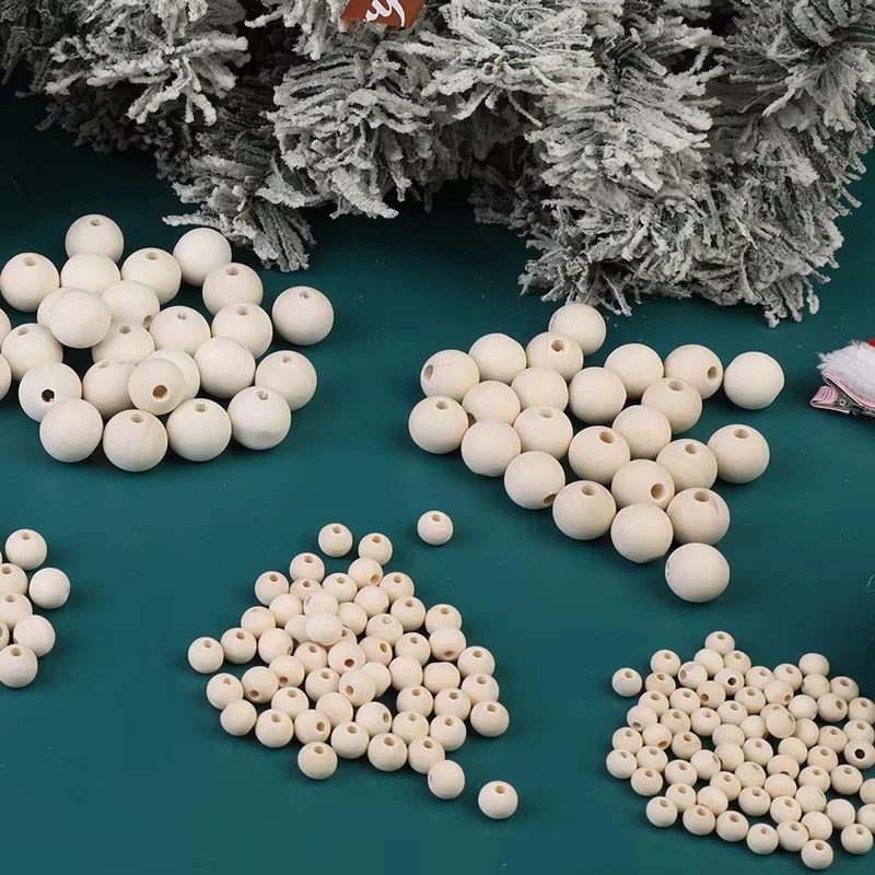 Natural Wood Beads 8-22mm Round Spacer Beads 30-500Pcs Loose for Jewelry Making DIY Crafts Handmade Accessories