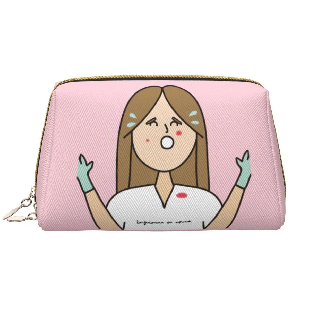 thumbnail image 1 of Bolsa de cosméticos de gran capacidad para enfermeras, bolsa de maquillaje de cuero resistente al agua, neceser para mujer, regalo de enfermera, kit de artículos de tocador, 1 of 5