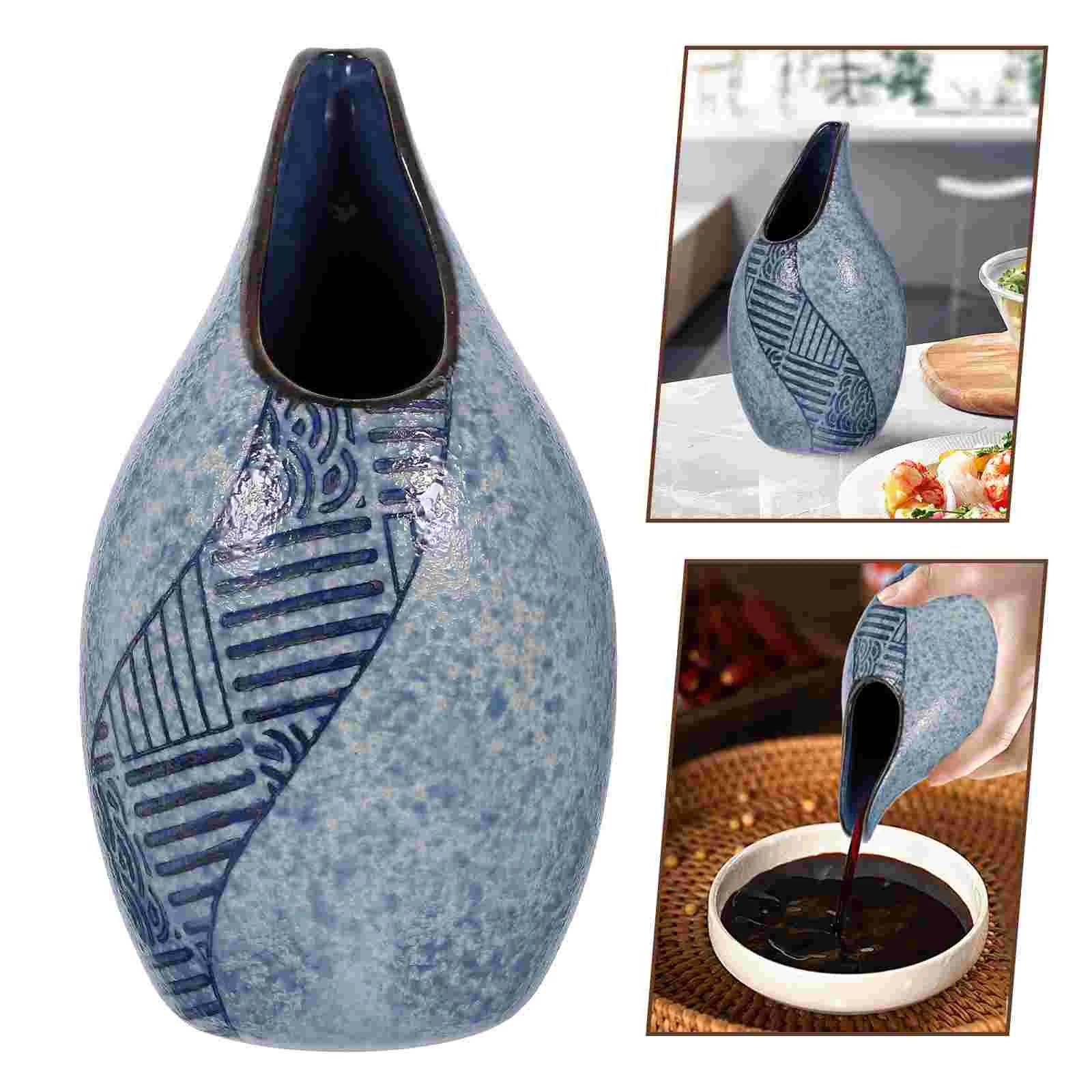

Soy Sauce Pot Kitchen Goods Dispenser Japanese Vinegar Household Stuff Container Ceramics Jar