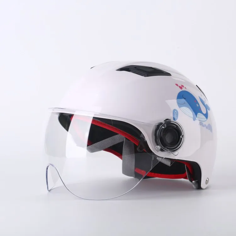 thumbnail image 1 of Casco de motocicleta de dibujos animados de 57-61 cm, casco abierto tipo scooter eléctrico, resistente a los rayos UV, casco de seguridad para adultos, hombres y mujeres, 1 of 5