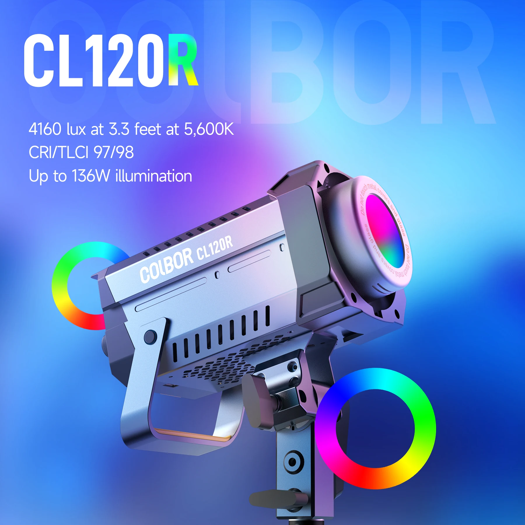 

COLBOR 120W светодиодный Video светильник 5600K освещение для фотосъемки в студии Bowens Mount с управлением через приложение для записи видео на открытом воздухе
