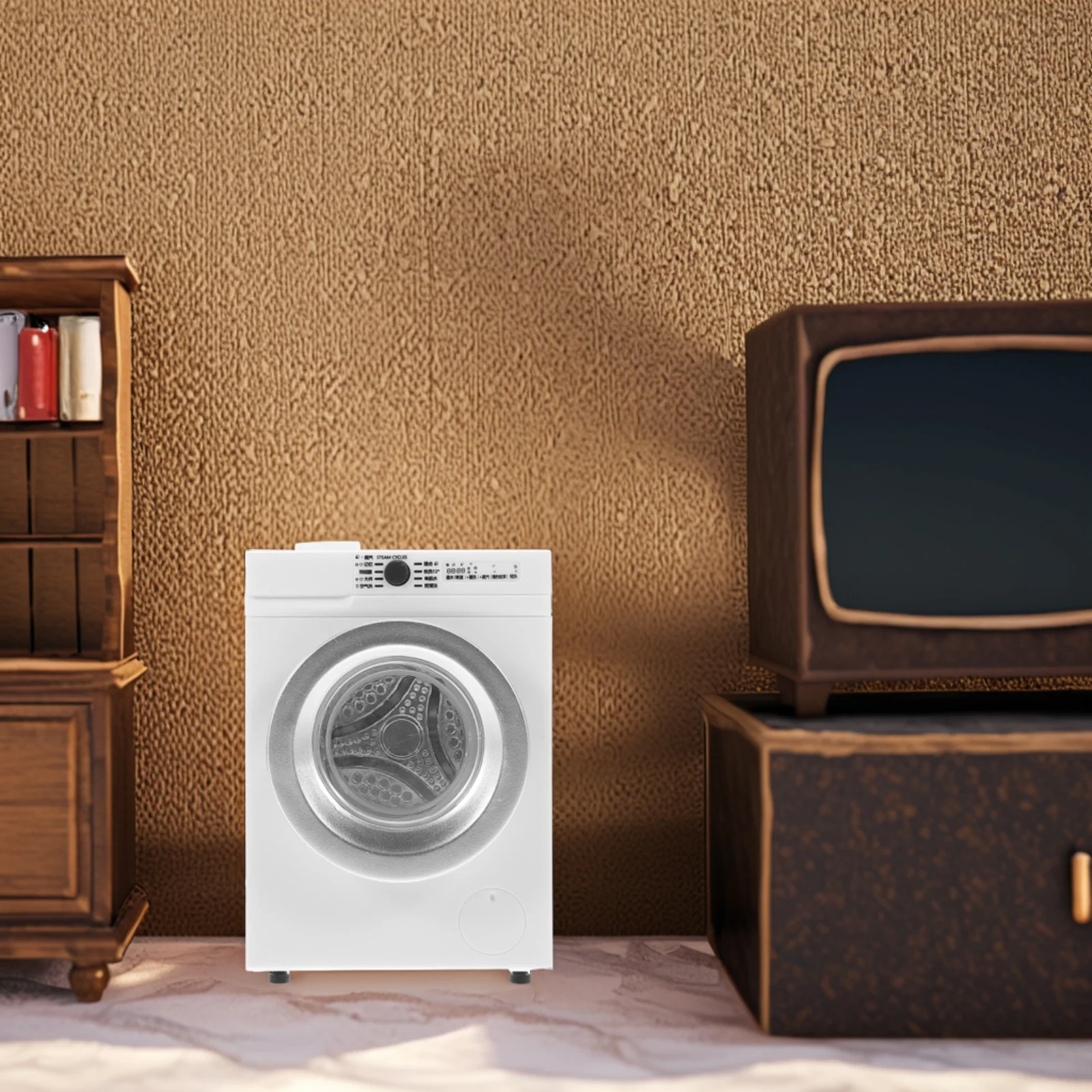 Mini House Layout Prop Miniature Washing Machine Model Dollhouse DIY Toy Portable 5