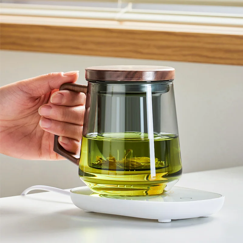 Tea Cup GIANXI Glass with Wood Handle for Chinese Puer Tea