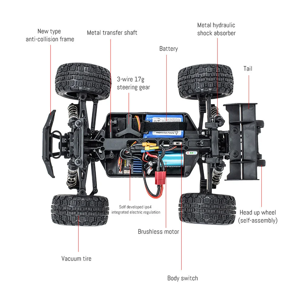 H.Ｒ HBX 16890A 1/16 2.4G 4WD 45km/h Brushless RC Car High Speed