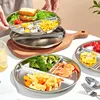 Stainless Steel Divided Dinner Tray Snack Food Serving Tray Home Kitchen Supplies Kids Adult Lunch Container For School Canteen 1