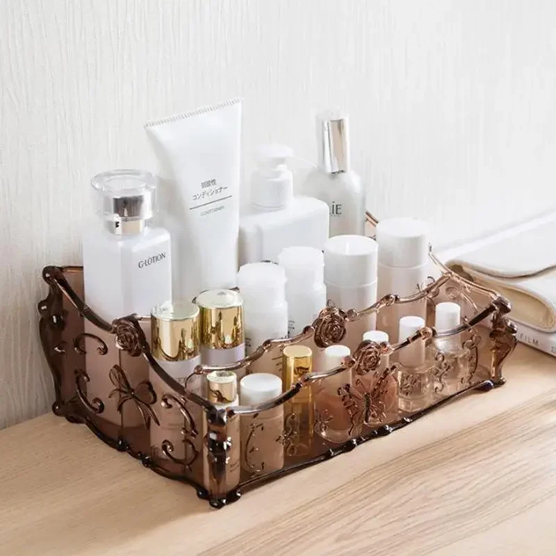 Plastic Makeup Organizer Desktop Storage Box Living Room Remote Control Container Cosmetics Case