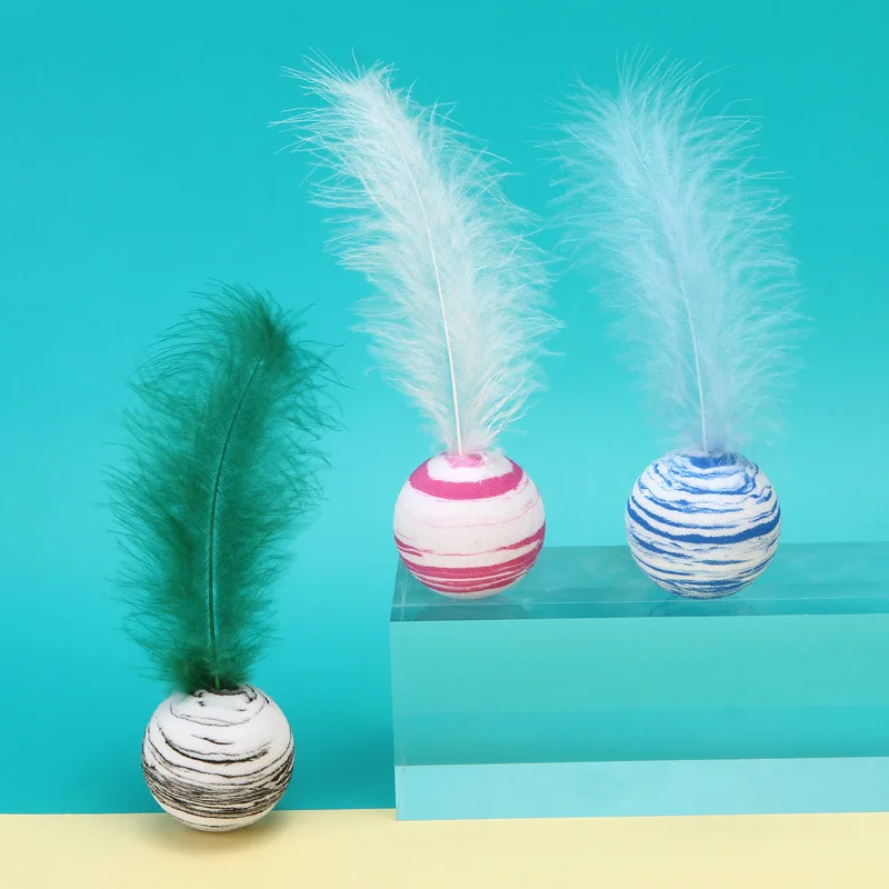 

Eva Striped Ball for Cats Interactive Training Toys for Cats Pet Supplies Fun Gamescataccessories Starry Shuttlecockstickle Cats
