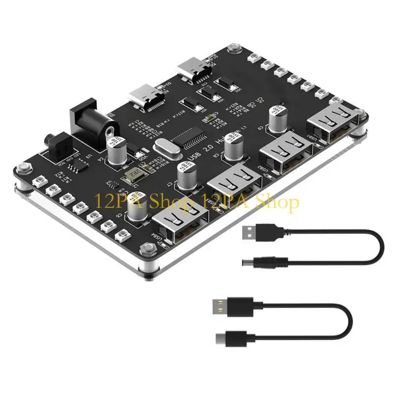 12PA 4 포트 USB 2.0 허브 노트북 마우스 키보드용 다채로운 LED 보조 전원
