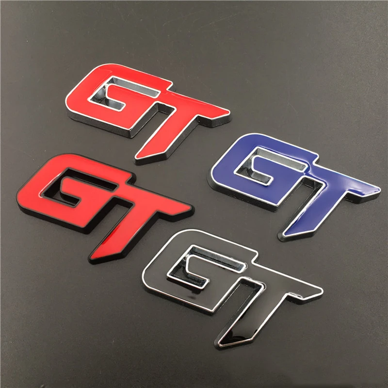 1pcs Car Styling Fashion 3d Zinc Alloy Gt Logo Badge Sticker Auto Front