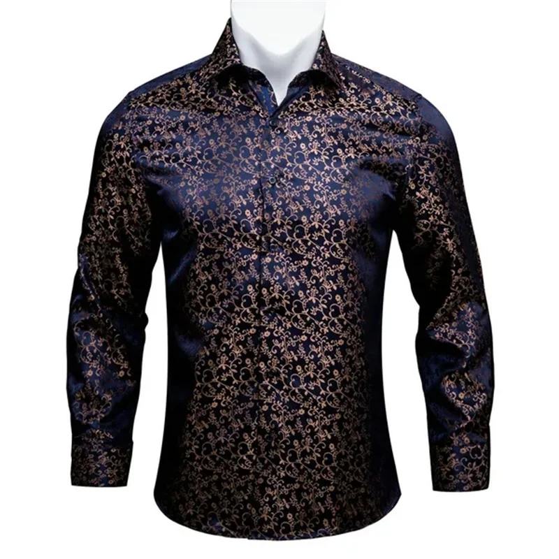 thumbnail image 1 of Barry.Wang Camisas de lujo con estampado 3D de cachemira color vino tinto para hombre, camisas casuales de manga larga con flores para hombre, camisas de vestir ajustadas, 1 of 5