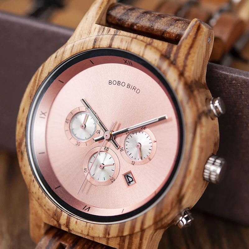 BOBO BIRD Women Watches Luxury Chronograph Watch with Auto Date Versatile Ladies Wooden Timepieces Custom Couple Quartz Watch 3