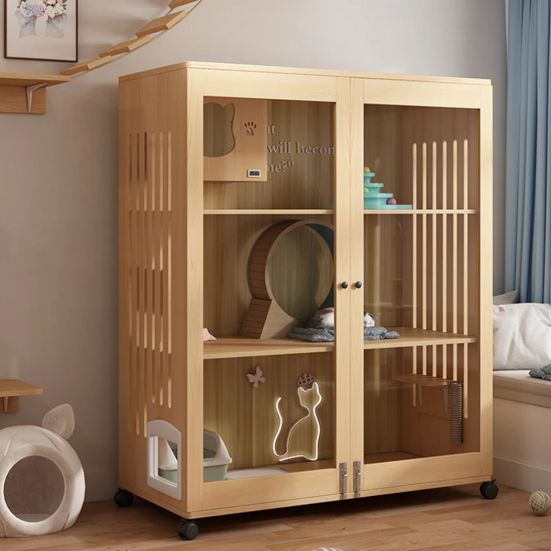 

Solid wood cat cage villa oversized luxury breeding cat nest household cat cabinet cat house cat house indoor cat house