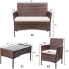 Patio Furniture Sets Outdoor Indoor Use  Backyard Porch Garden Sets Clearance Brown and Beige 4 Pieces Furniture Easy Assembly 6