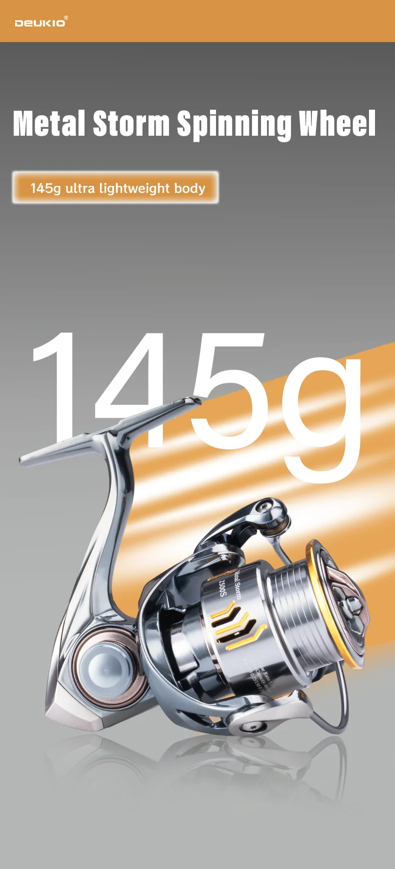 DEUKIO Wasserdichte Angelspinnrolle Meerwasser 5,2:1 Übersetzungsverhältnis 6+1BB CNC-Griff 6 kg Max Drag Power Reel für Süßwasser – Detail 3