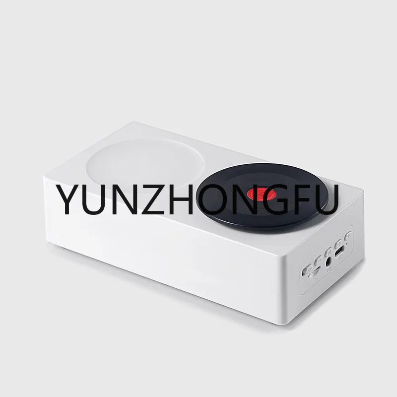 

New Bluetooth Speaker Atomic Black Glue Retro Record Player Rotating Time Light Speaker Small Night Light