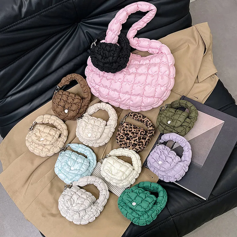 Mini Korean Style Cloud Bag Pendant Solid Color Pleated Coin Purse Quilted Sling Cute Wallet Handbag Purse Lipstick Earphone Bag