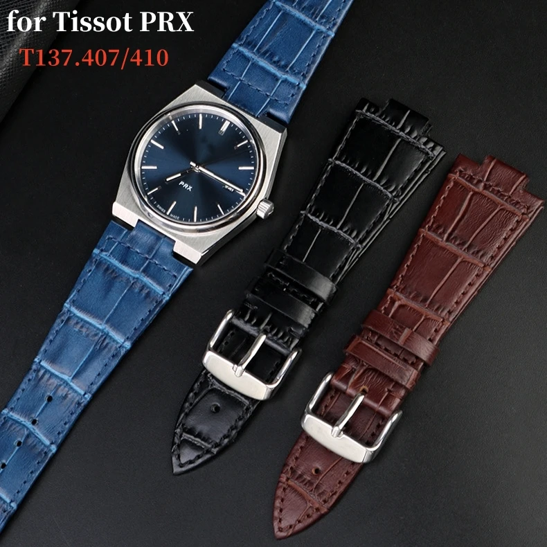 

Genuine Leather Watch Band for Tissot PRX Series T137.407/T137.410 Super Player 12mm Men's Convex End Strap Watch Accessories