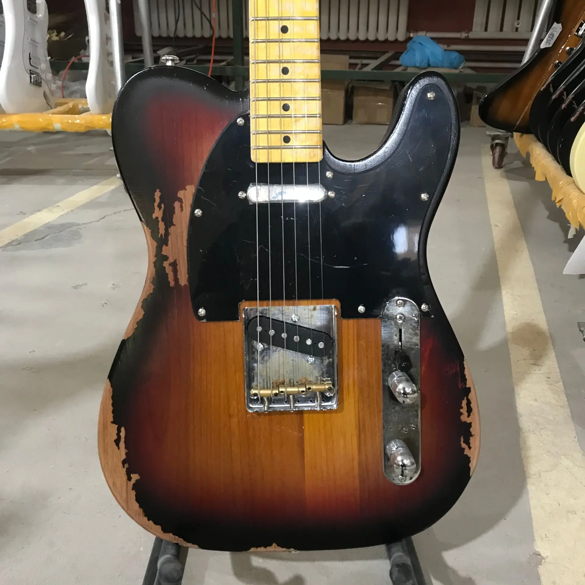 

Relic Tele электрогитара, Alder Body, кленовый гриф, винтажный цвет Sunburst, 6-струнный гитара, скрипка, гитара, 기타 타