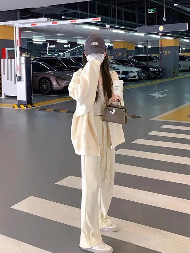 Zipper striped hooded cardigan jacket women's autumn new loose design