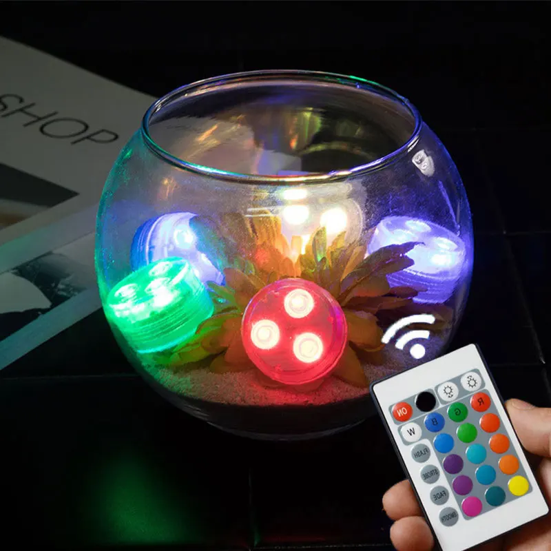 

24key Remote Control RGB Submersible Light IP68 Battery Operated Underwater Night Lamp Vase Bowl Swim Pool Outdoor Garden Party