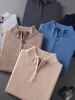 CHICUU Men's 100% Cashmere Sweater Zipper Pullover Mock Neck Long Sleeve Basic Cashmere Knitwear Autumn Winter Clothing Tops 2