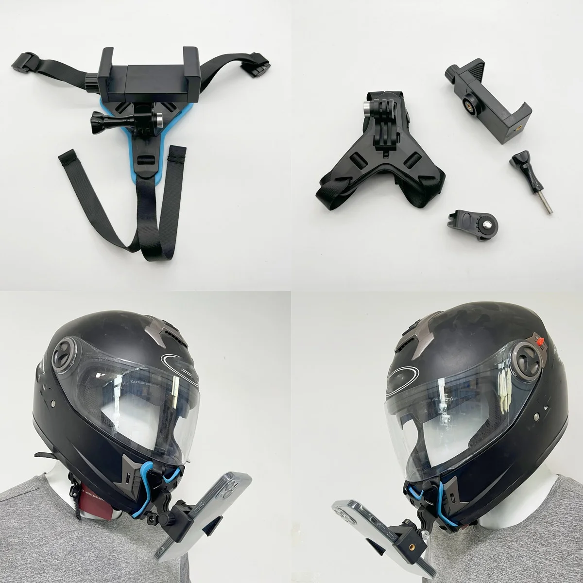 Kit Accessoires Caméra Action 6 en 1 - Support Noir, Bleu, Orange