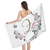 Home bath towels for the body towels bathroom letters and flower quick drying microfiber beach towel man and women large sports 4