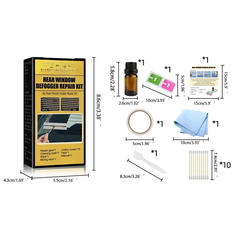 Car Rear Window Defogger Repair Kit DIY Quick Repair Scratched Broken Defroster Fix Heater Glass Lines Defroster Grid