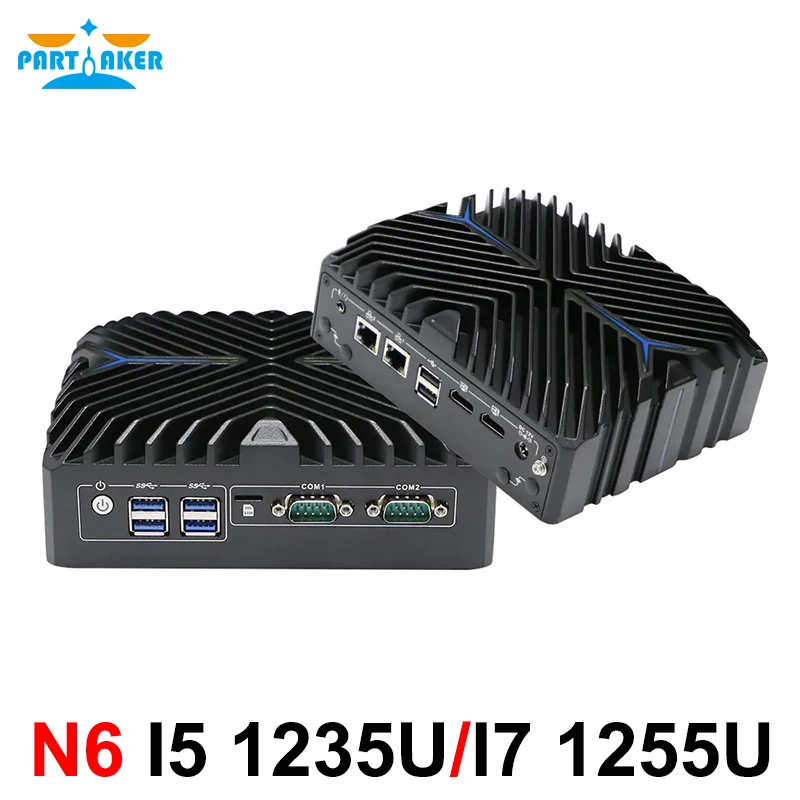 

Partaker Intel 12th Core i7 1255U i5 1235U Fanless Mini PC Dual Lan Dual HD 4K Display 2 x RS232 DDR4 WIFI 4G/5G Mini Computer