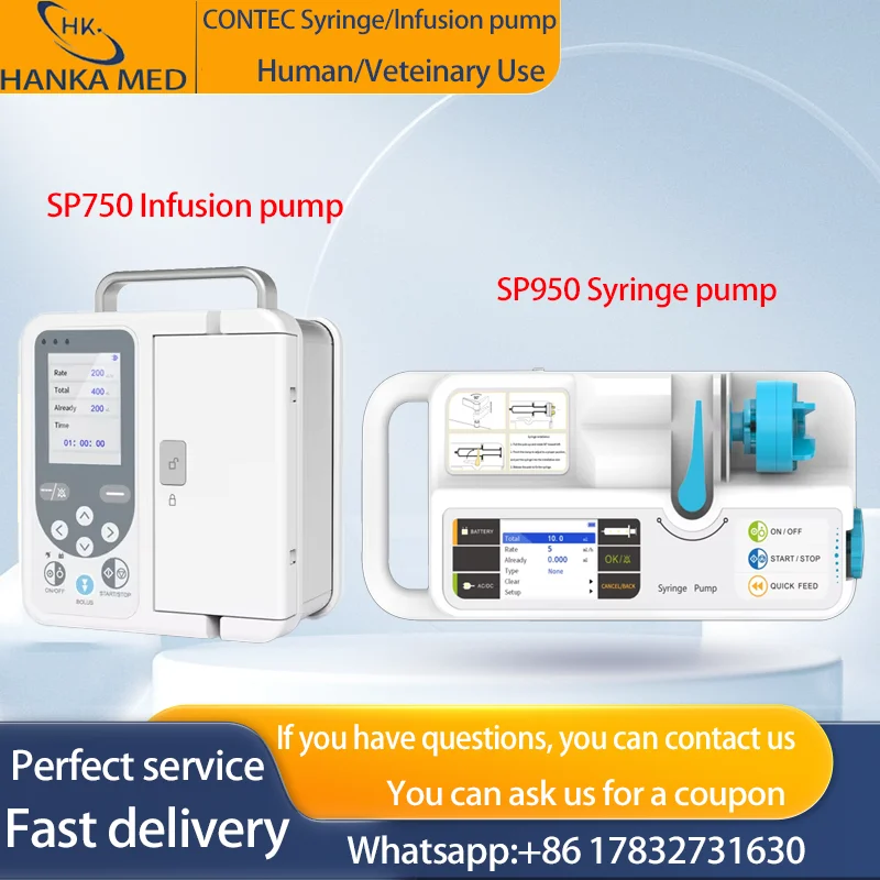 CONTEC Human or Veterinary Use Syringe Pump Infusion pump SP750 / SP950 LCD real-time Alarm Rechargable battery