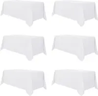 6 Pack White Tablecloth 90 x 156 Inch - Rectangle Table Cloth for 8 Feet Table Stain and Wrinkle Resistant Washable Polyester Ta 1