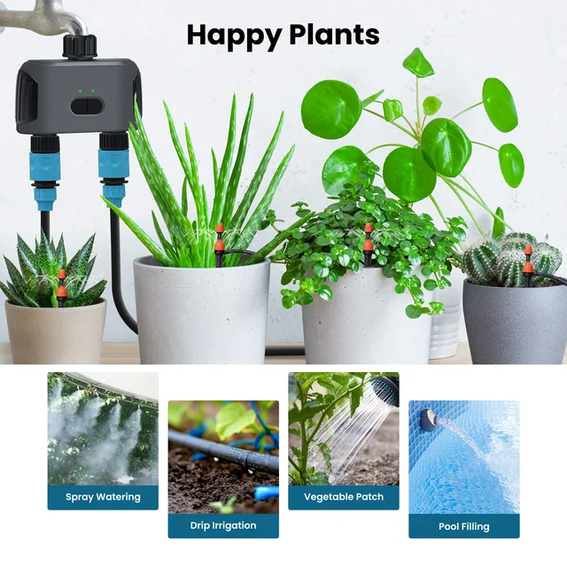 GIRIER Tuya Smart Water Timer Programmable Sprinkler Timer with 2 Outlets for Automatic Irrigation System Works Alexa Hey Google 5