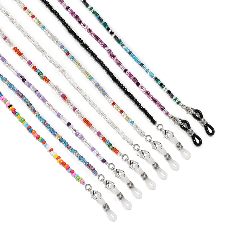 

Crystal Beaded Eyewear Lanyard Colorful Rice Bead Glasses Chain Woman Face-Mask Strap Neck Cord Anti-Drop Sunglasses Holder Rope