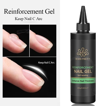 BORN PRETTY Gel Rinforzante Trasparente per Unghie 250g Lunga Durata 15ml Autolivellante, Riempie le Unghie Non Uniformi, Migliora lo Spessore delle Unghie