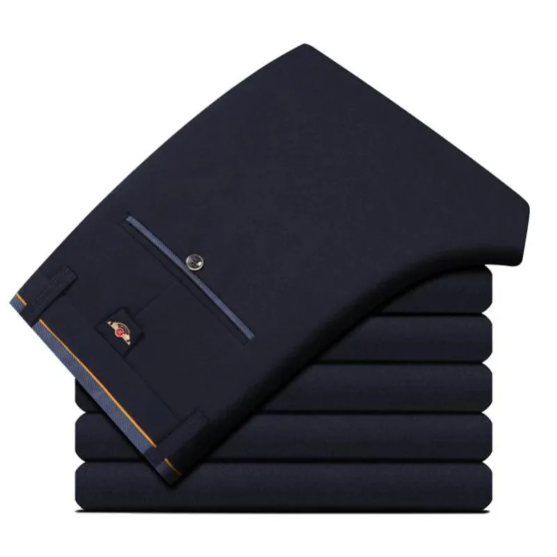 Mens Summer Fashion Business Casual Suit Pants Long Pants Male Elastic Straight Formal Brand Trousers Plus Big Size 28-40 KOACUS 5