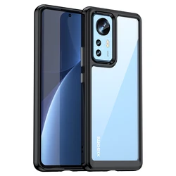 Premium Shockproof Transparent Acrylic Mobile Shell - Fashion Back Cover for Mi12 Lite (Black)