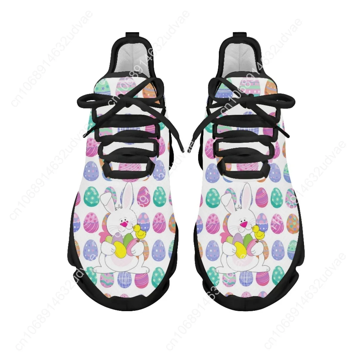 Funny Easter Bunny Design Flats Shoes Women's Lightweight Lace-Up Walking Shoes Students Comfortable Jogging Shoes Easter Gift
