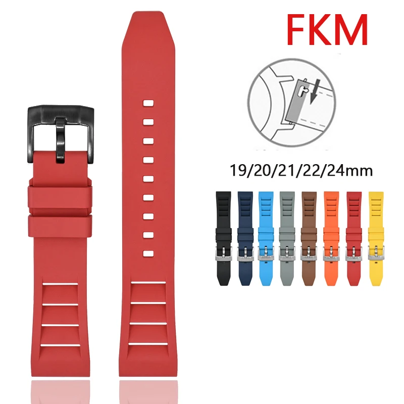 Premium FKM Fluoro Rubber Quick Release Waterproof Watch Strap with Stainless Steel Buckle