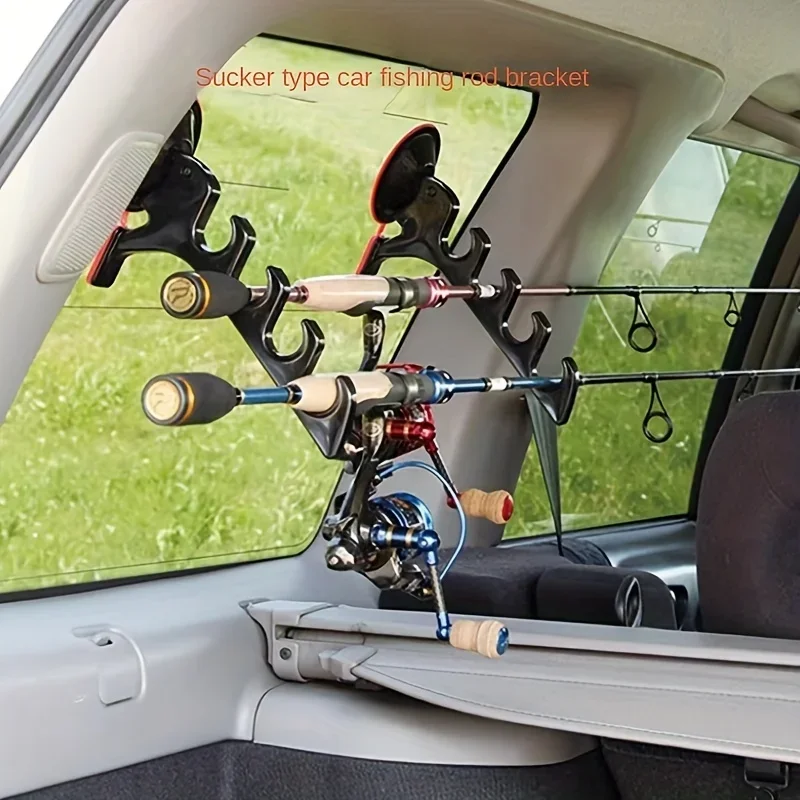 Support de canne à pêche voiture avec ventouses - Dispositif de rangement pour pêche en mer