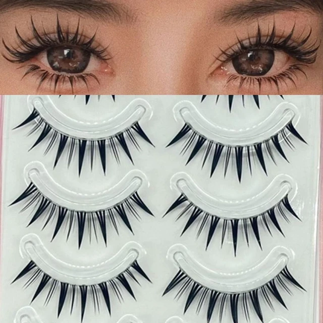 5 Pairs False Eyelashes Manga Anime Lashes Japanese Cosplay Spiky Lashes  Dramatic Thick Eyelashes Extensions Doll Strip Lashes - AliExpress