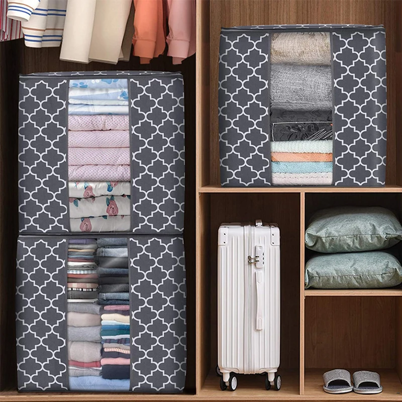 Clothes Quilt Storage Bag Moisture-Proof Dustproof Storages Non-Woven Quilt Organizes Mobile Clothes Bed Bottom 3