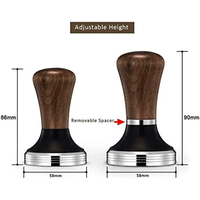 Kávéhorlatos Dió Fa Fogantyú Állítható Rozsdamentes Acél Eszpresszó Por 51Mm 53 Mm 58 -Es Kávézó Kalapács Kávé Szerszámok Barista Számára - Image 4